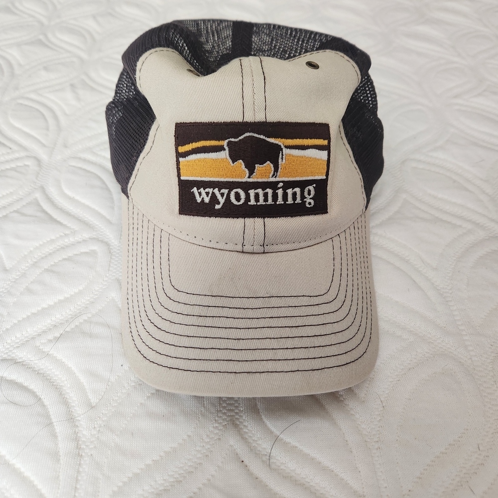 Zephyr Brown and Cream Trucker Hat, University of Wyoming w/ Bison Patch